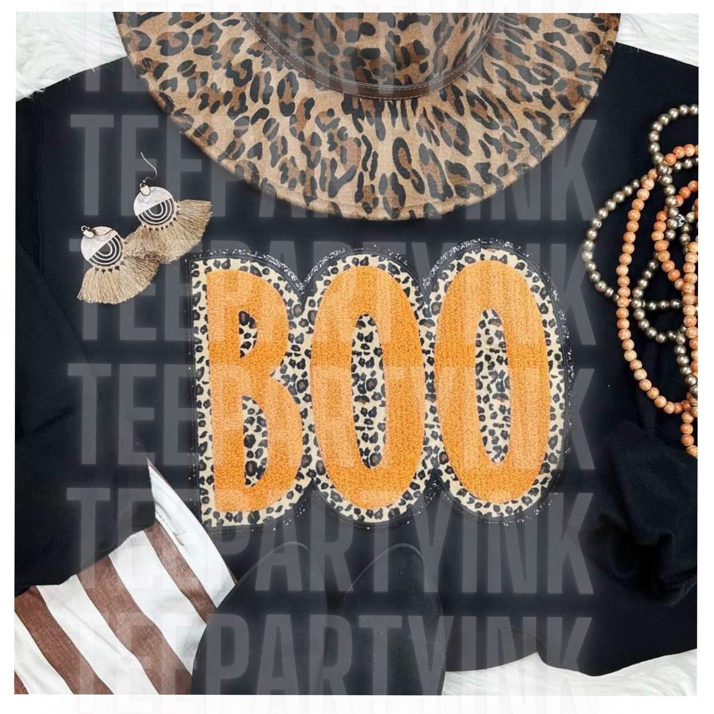 BOO Leopard & Orange Patch Sweatshirt