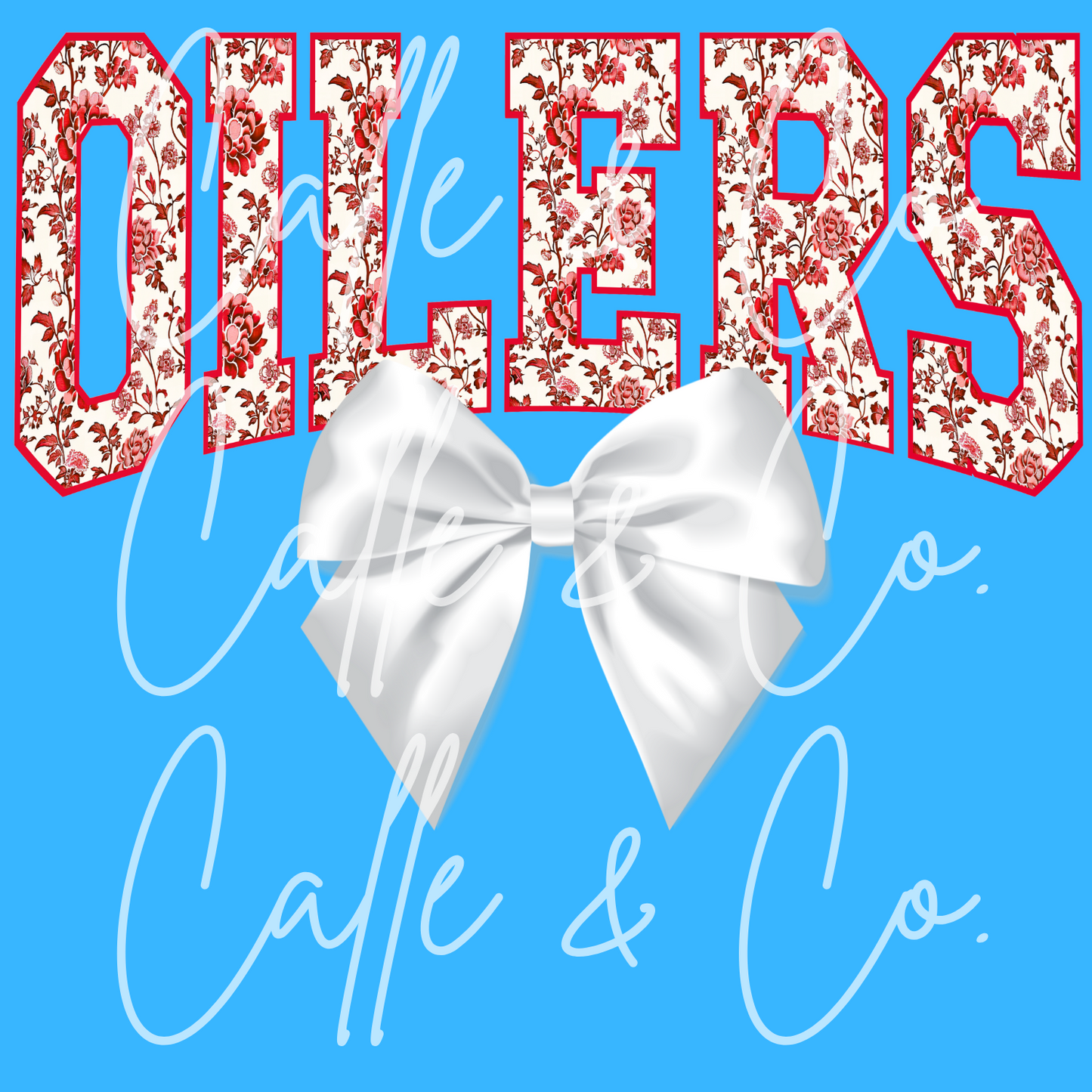 BLUE FLORAL OILERS BOW