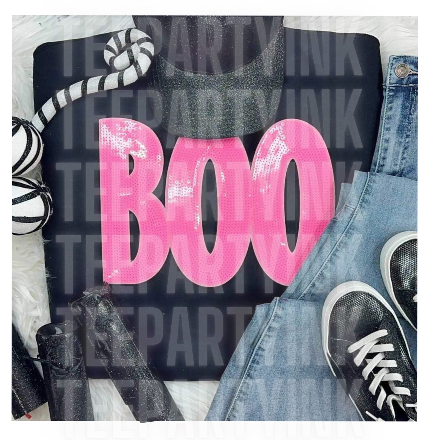 BOO Pink Sequence Patch Sweatshirt