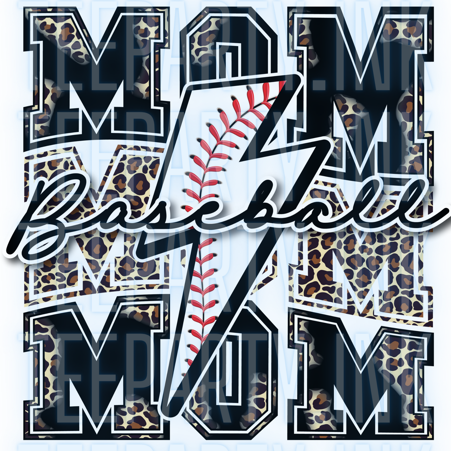 BASEBALL MOM LEOPARD LIGHTENING BOLT