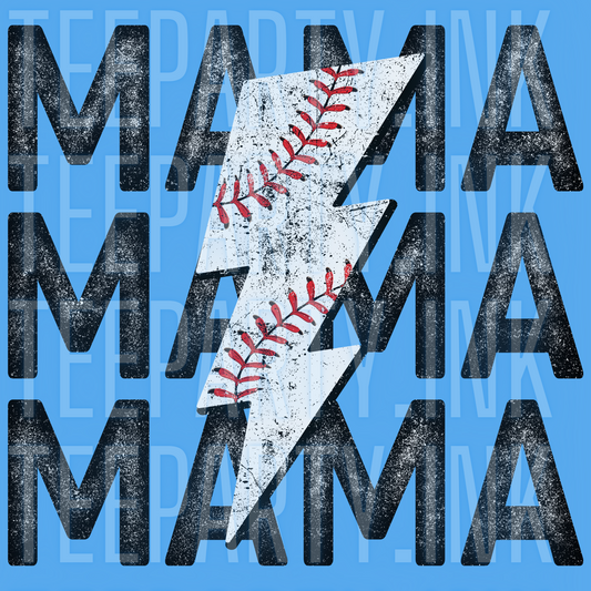 BASEBALL MAMA LIGHTENING BOLT BLACK