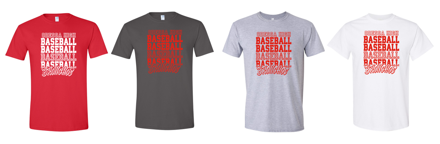 Odessa High Bronchos Baseball Quad T-Shirt